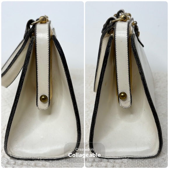 MCM Vintage Etienne Aigner Framed Purse White Leather Handbag Hand Made - Picture 6 of 11